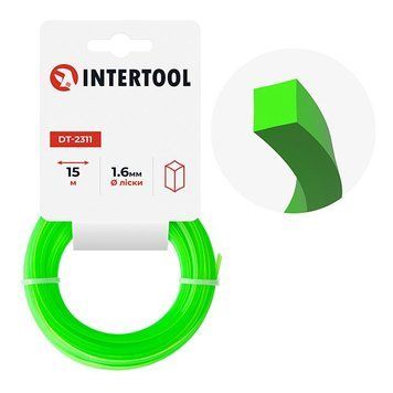 Леска для триммера "квадрат", 1,6 мм*15 м INTERTOOL DT-2311 DT-2311 изображение
