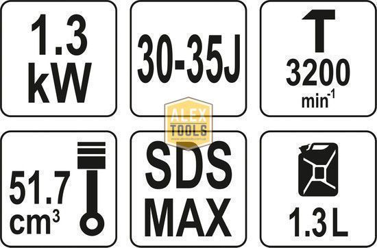 Перфоратор бензиновий SDS-MAX 45 Дж YATO YT-82138 YT-82138 зображення