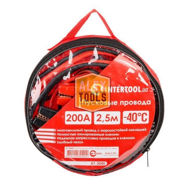 Пускові дроти 200 А, 2.5 м, до -40&deg;C, чохол INTERTOOL AT-3040 AT-3040 зображення