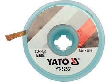 Лента плетеная из меди для очистки от припоя YATO, l= 1,5 м, W= 2 мм в катушке в корпусе YT-82531 изображение