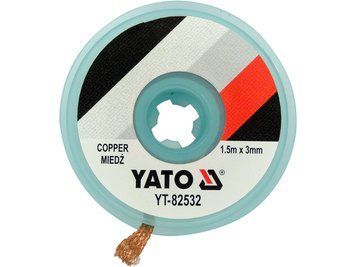 Плетёная медная лента для очистки от припоя YATO, l=1,5 м, W=3 мм в катушке в корпусе 	YT-82532 изображение
