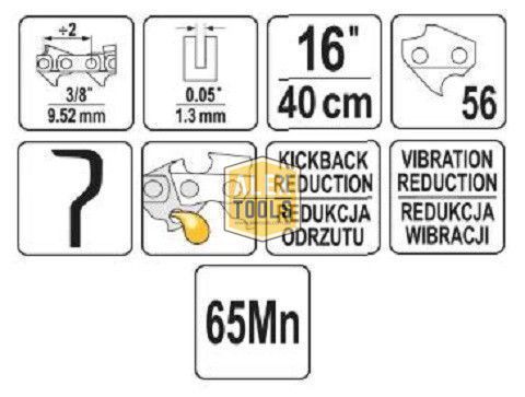 Ланцюг для бензопили 16" 3/8" YATO YT-84953 YT-84953 зображення