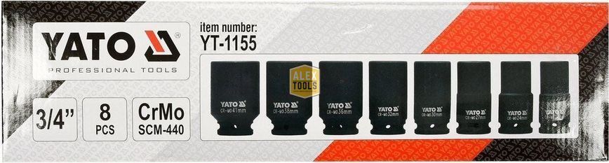 Набор ударных торцевых головок 3/4" 8 шт. YATO YT-1155 YT-1155 изображение
