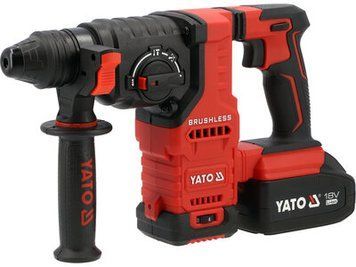 Перфоратор YATO SDS+ аккумуляторный 2х Li-Ion 18 В 4 Ач, J=2.8 Дж, &Oslash;&le;26 мм в бетоне, 3 режима YT-827724 изображение
