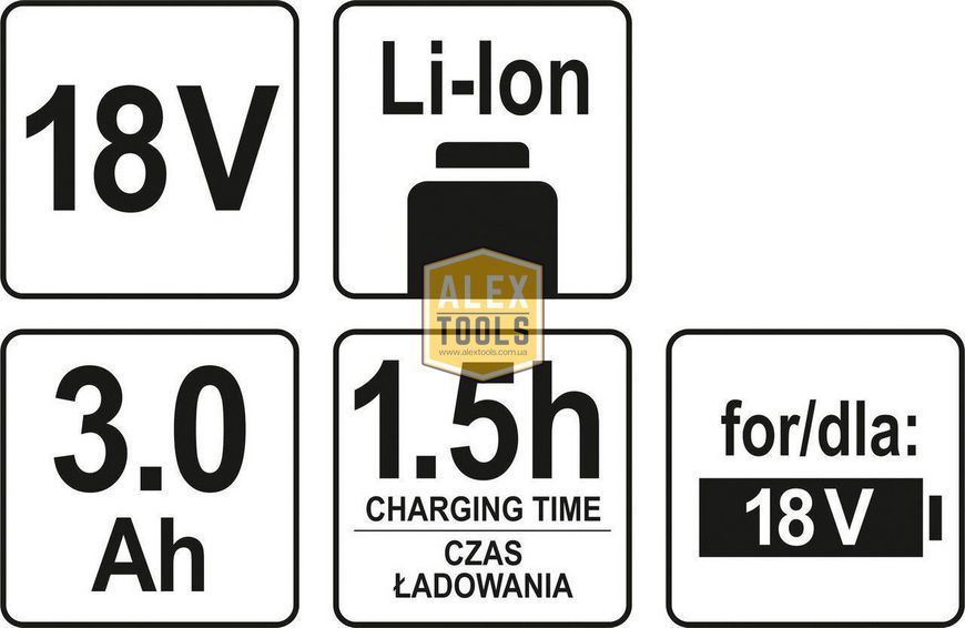 Акумулятор LI-ION 18V 3Ah YATO YT-82843 YT-82843 зображення