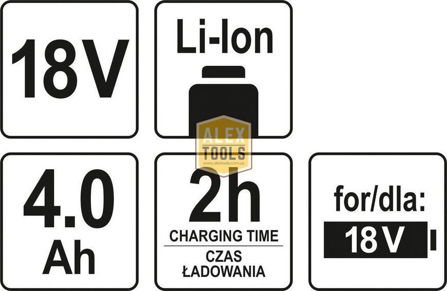 Акумулятор LI-ION 18V 4Ah YATO YT-82844 YT-82844 зображення