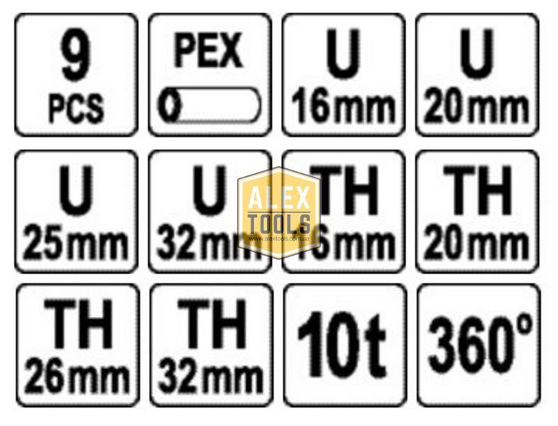 Гідравлічний затискач для труб PEX U/TH16-32 YATO YT-21759 YT-21759 зображення