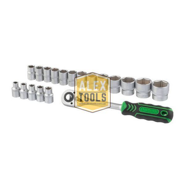 Набір головок 8-32 мм, 1/2", рукоятка з храповим механізмом, 19 од. INTERTOOL ET-6019 ET-6019 зображення